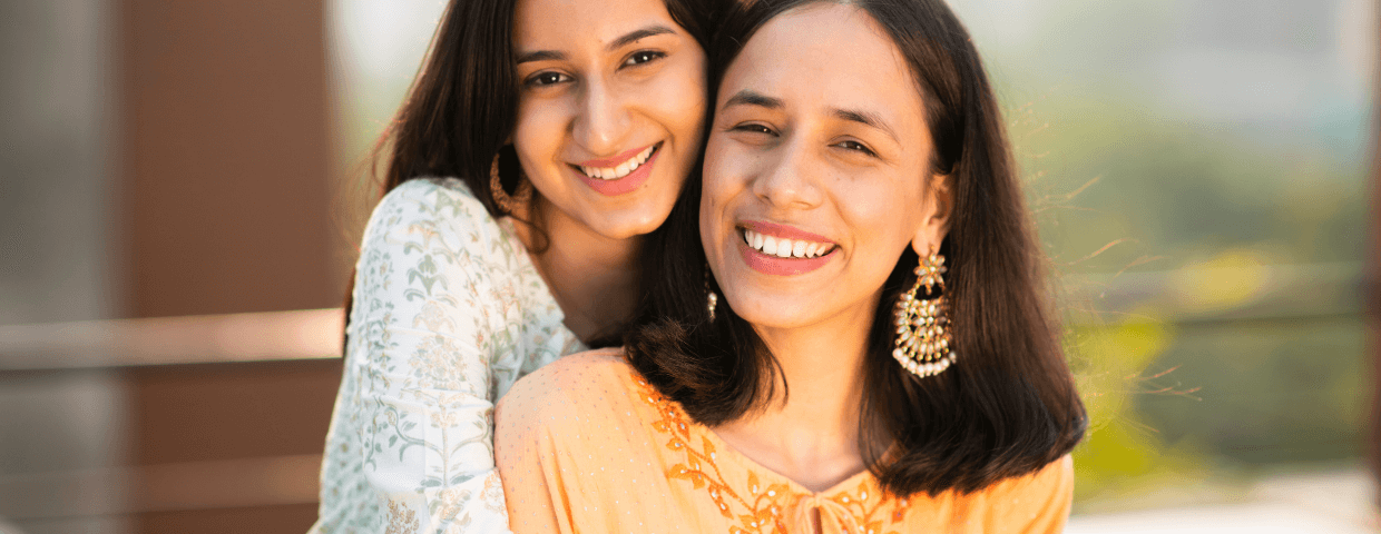 mother and daughter hugging