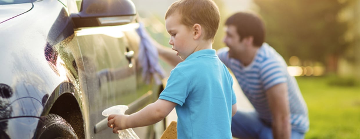 kid washing the car