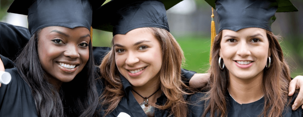 three high school graduates